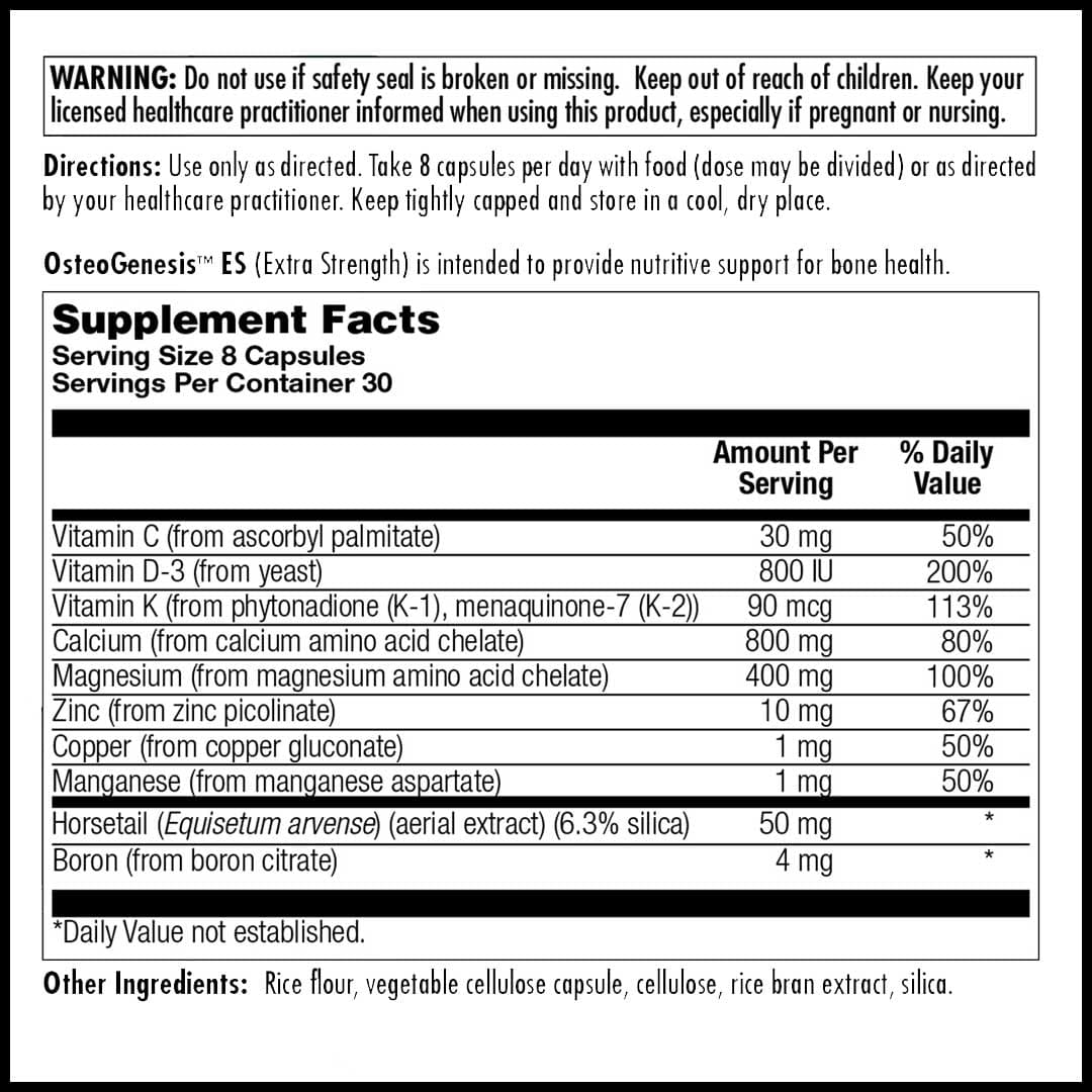 BioGenesis OsteoGenesis Extra Strength Ingredients