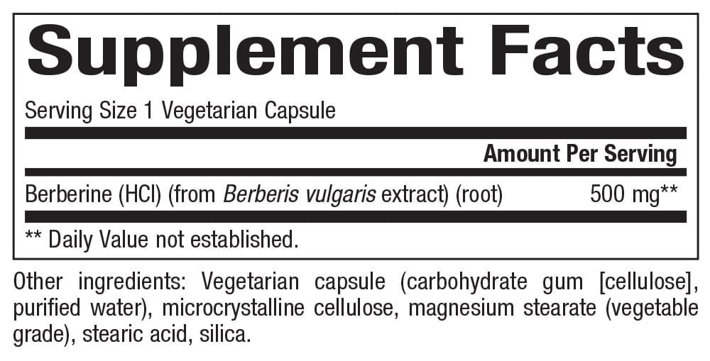 Bioclinic Naturals Berberine HCL Ingredients