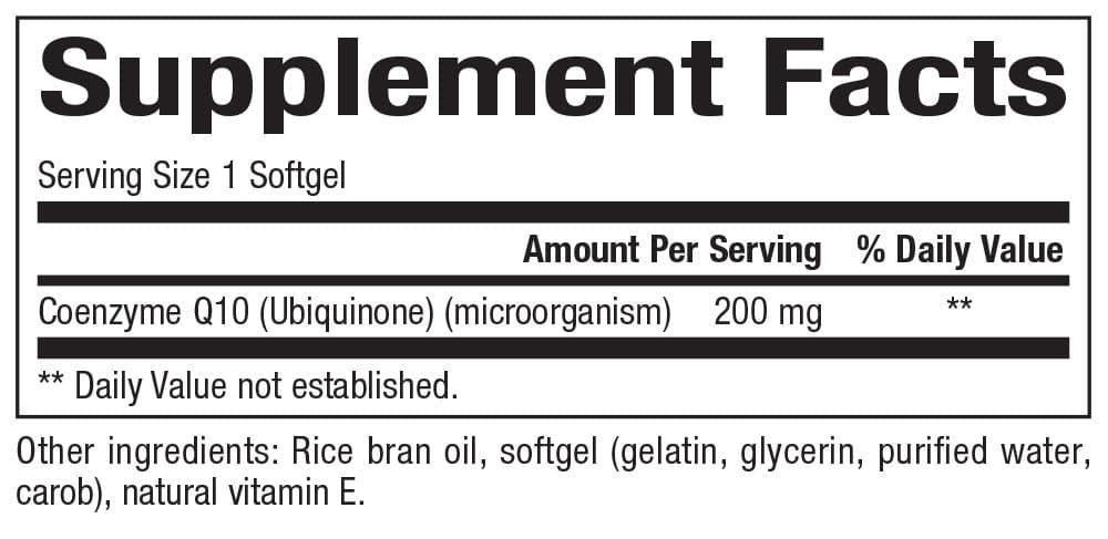 Bioclinic Naturals CoQ10 200mg Ingredients