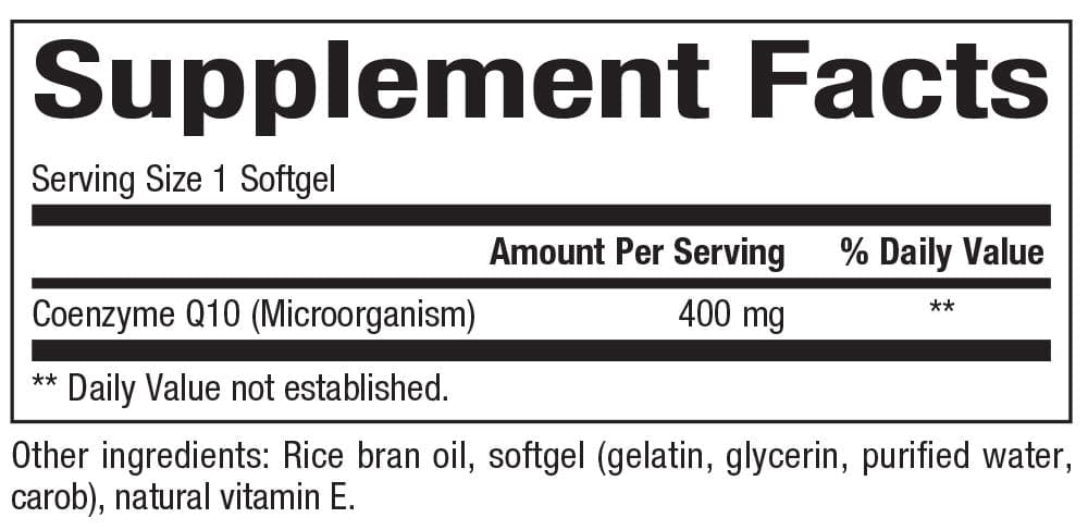 Bioclinic Naturals CoQ10 400mg Ingredients 