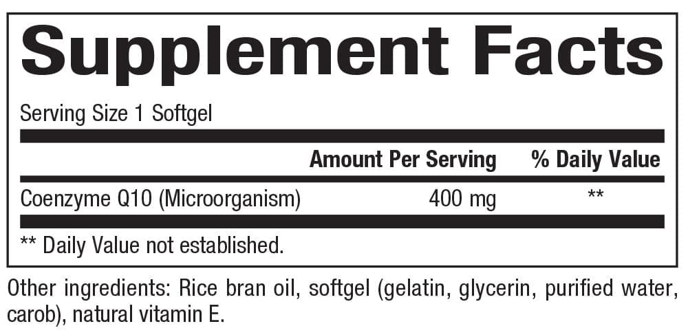 Bioclinic Naturals CoQ10 400mg Ingredients
