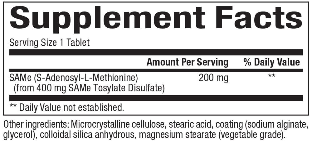 Bioclinic Naturals SAMe Ingredients