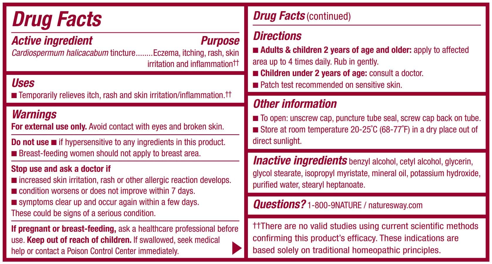 Boericke & Tafel Florasone Eczema Cream Ingredients