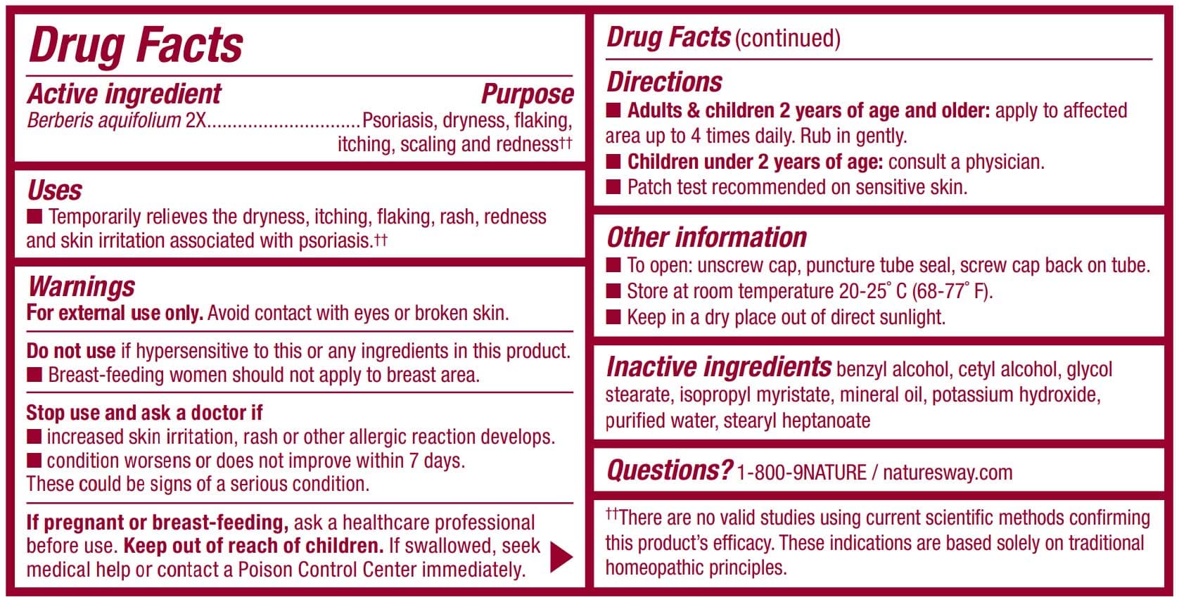 Boericke & Tafel Psoriaflora Cream Ingredients