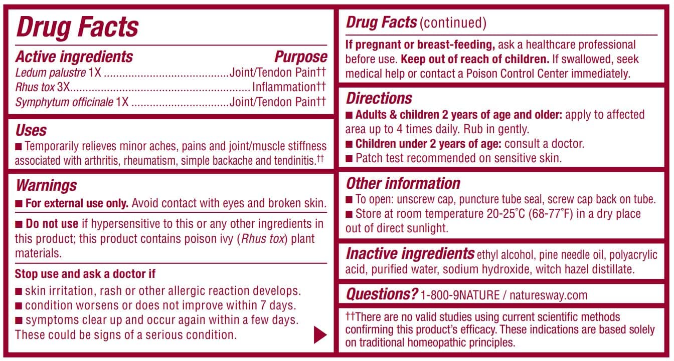 Boericke & Tafel Triflora Arthritis Gel Ingredients
