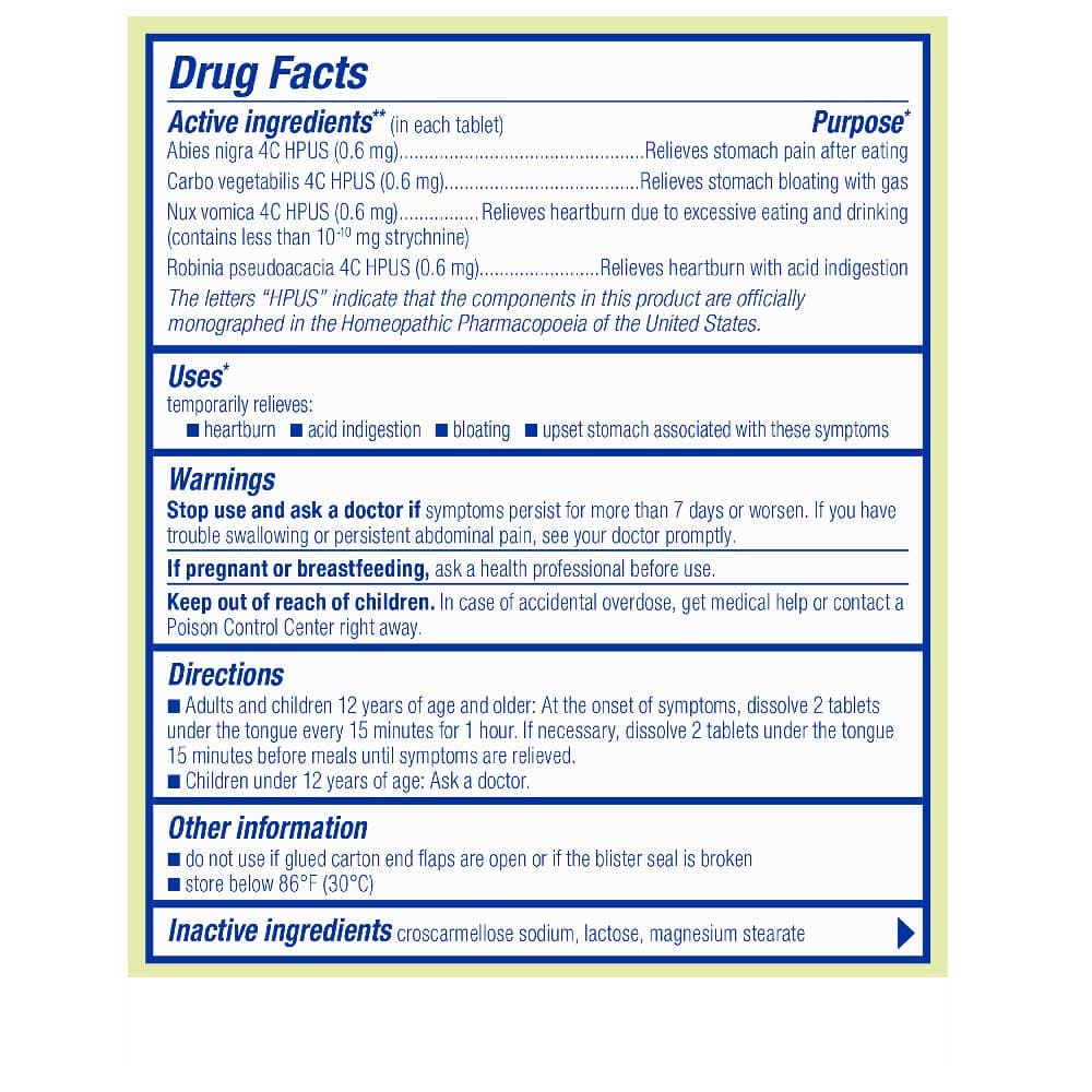 Boiron Homeopathics Acidil Ingredients