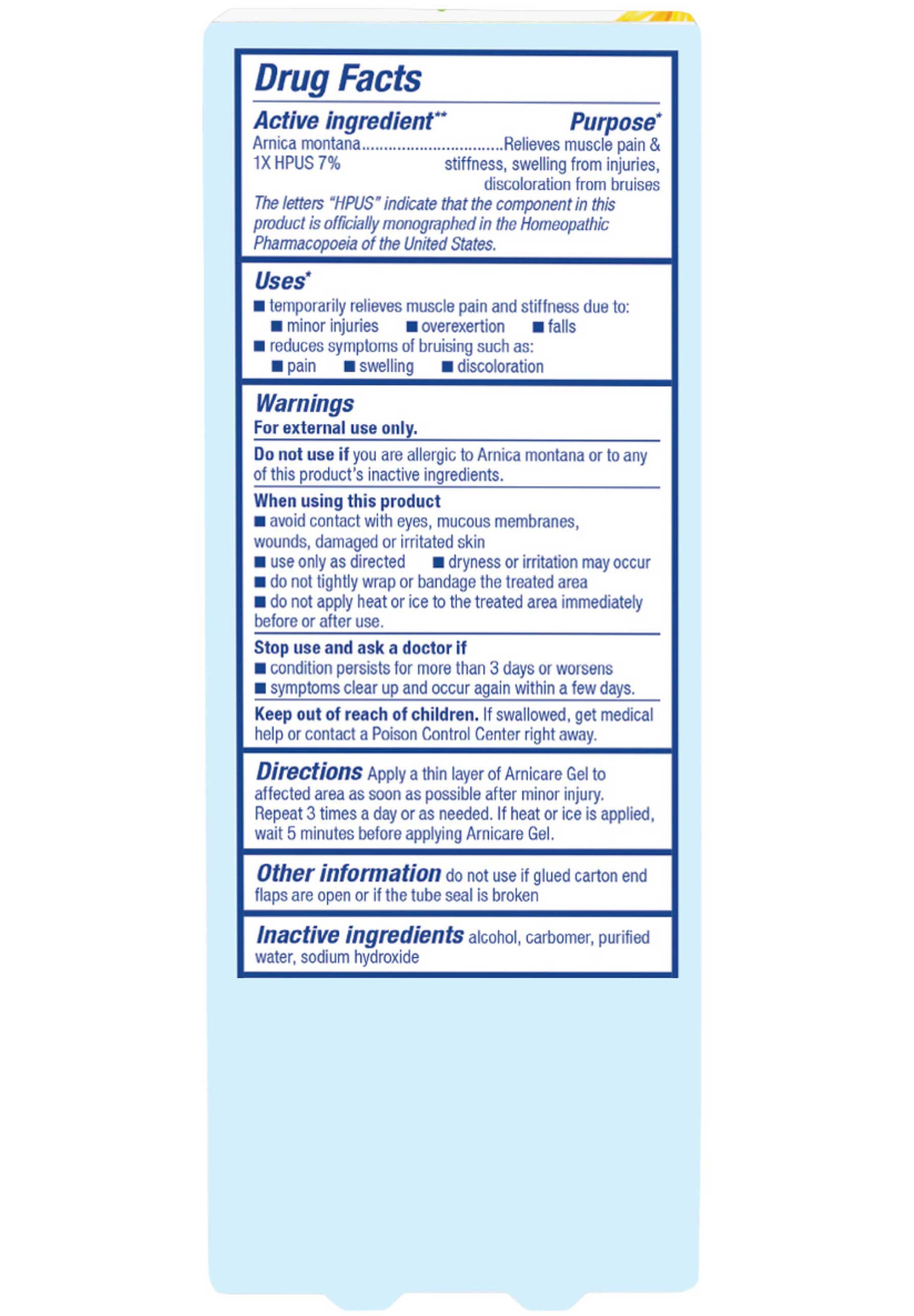 Boiron Homeopathics Arnicare Gel Ingredients