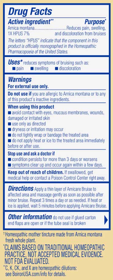 Boiron Homeopathics Arnicare Bruise Gel Ingredients
