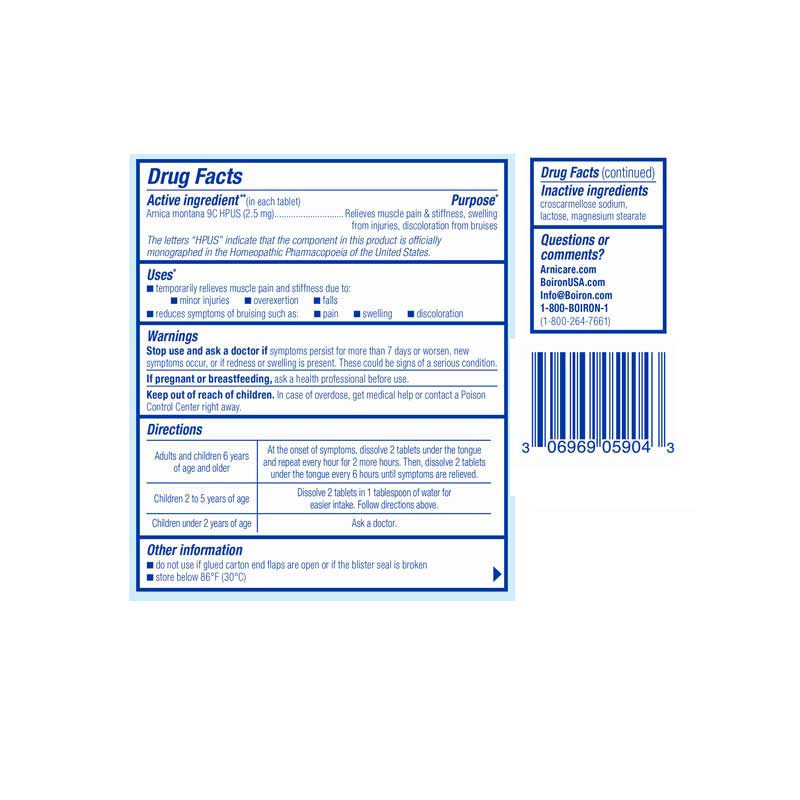 Boiron Homeopathics Arnicare Tablets Ingredients
