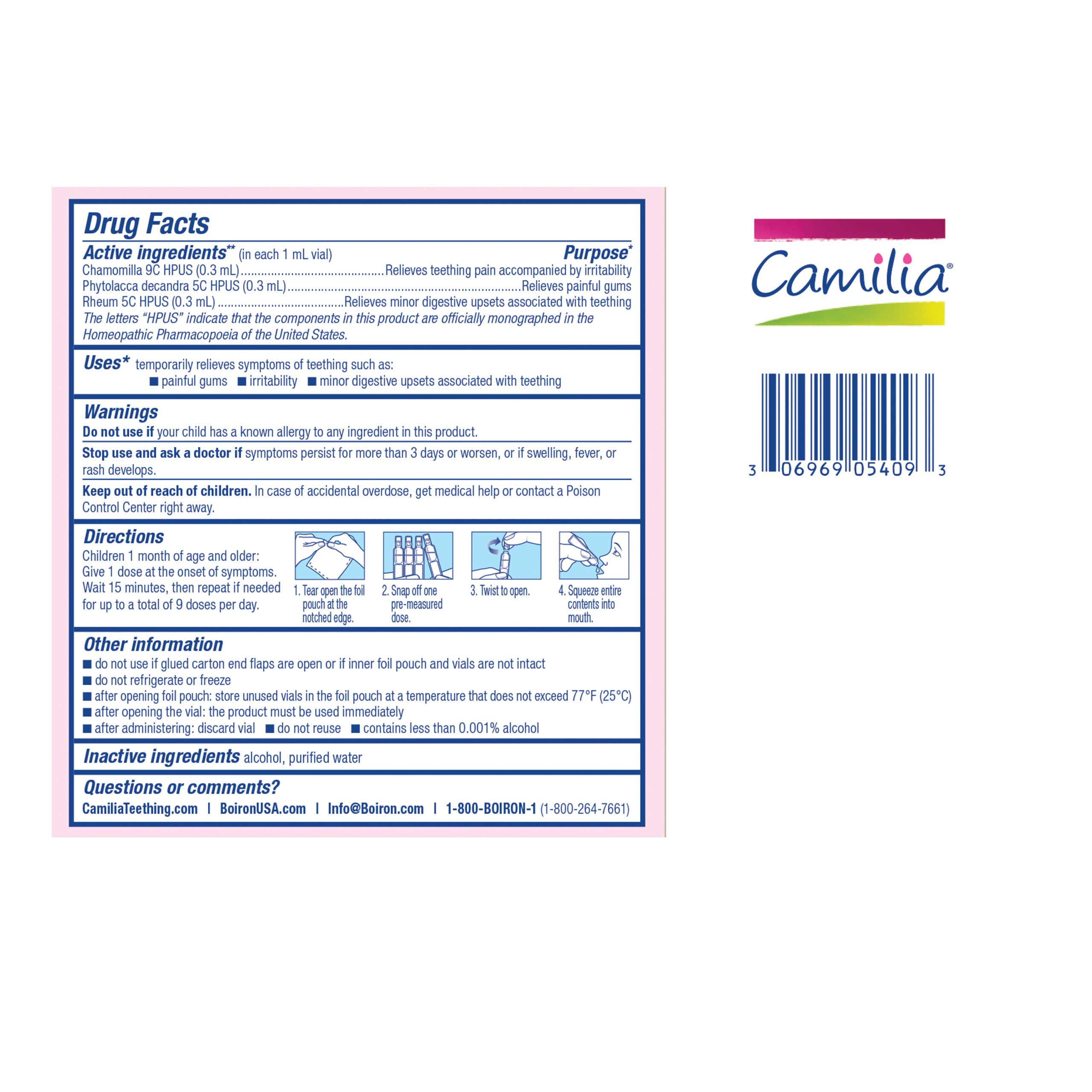 Boiron Homeopathics Camilia Ingredients