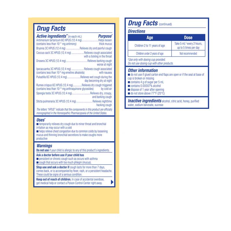 Boiron Homeopathics Chestal Kid's Cough Honey Ingredients