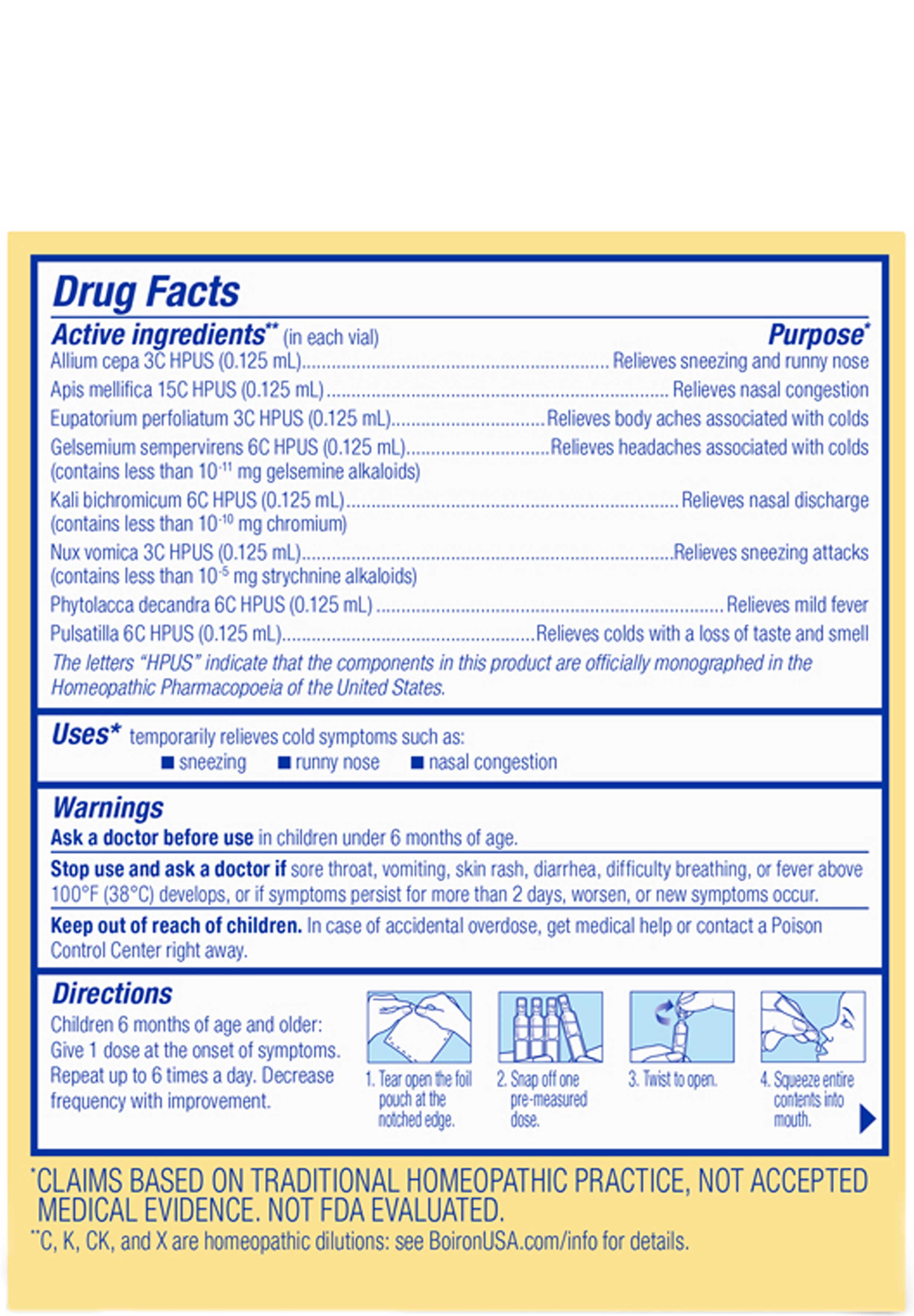 Boiron Homeopathics Children's Coldcalm Liquid Ingredients