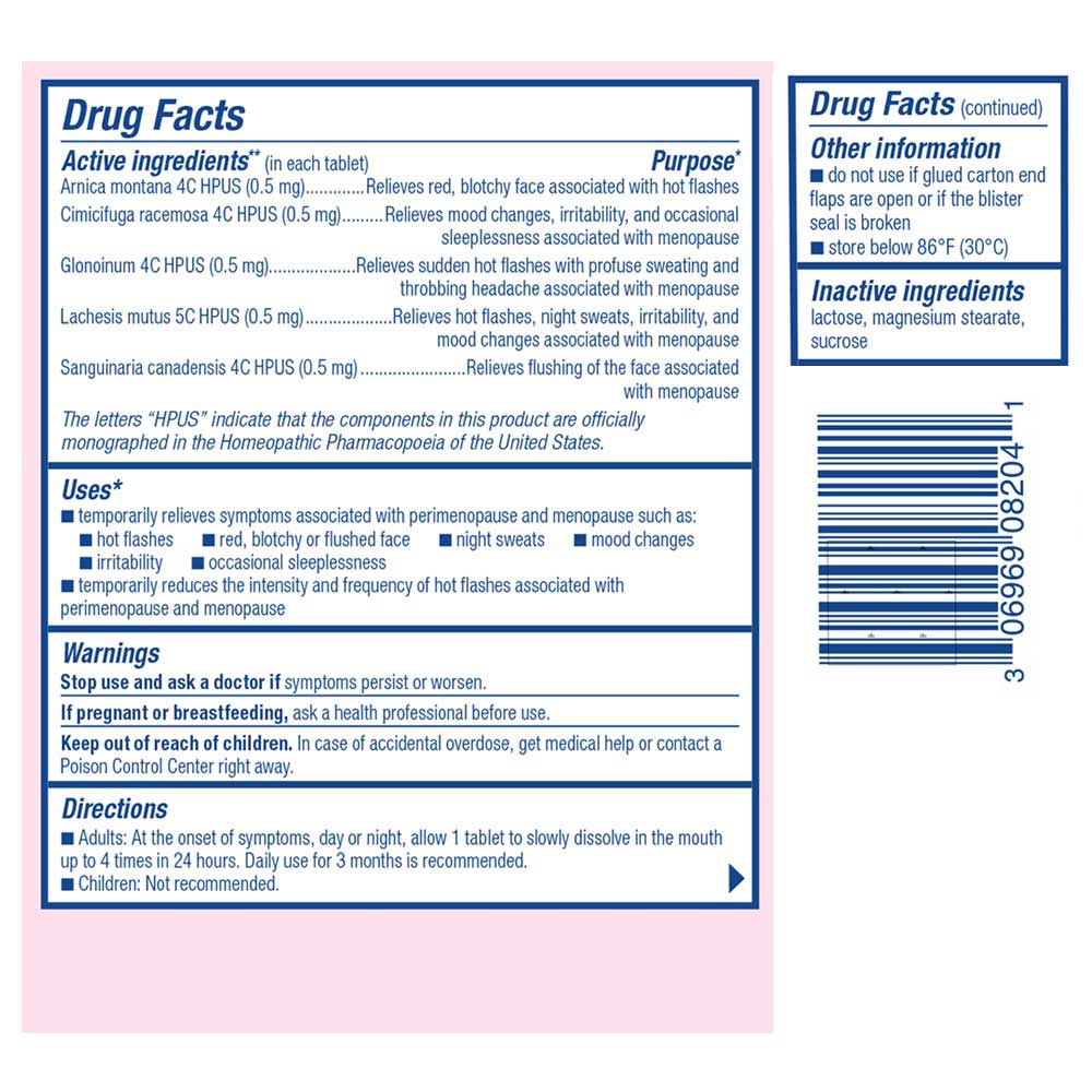 Boiron Homeopathics Cyclease Menopause Ingredients