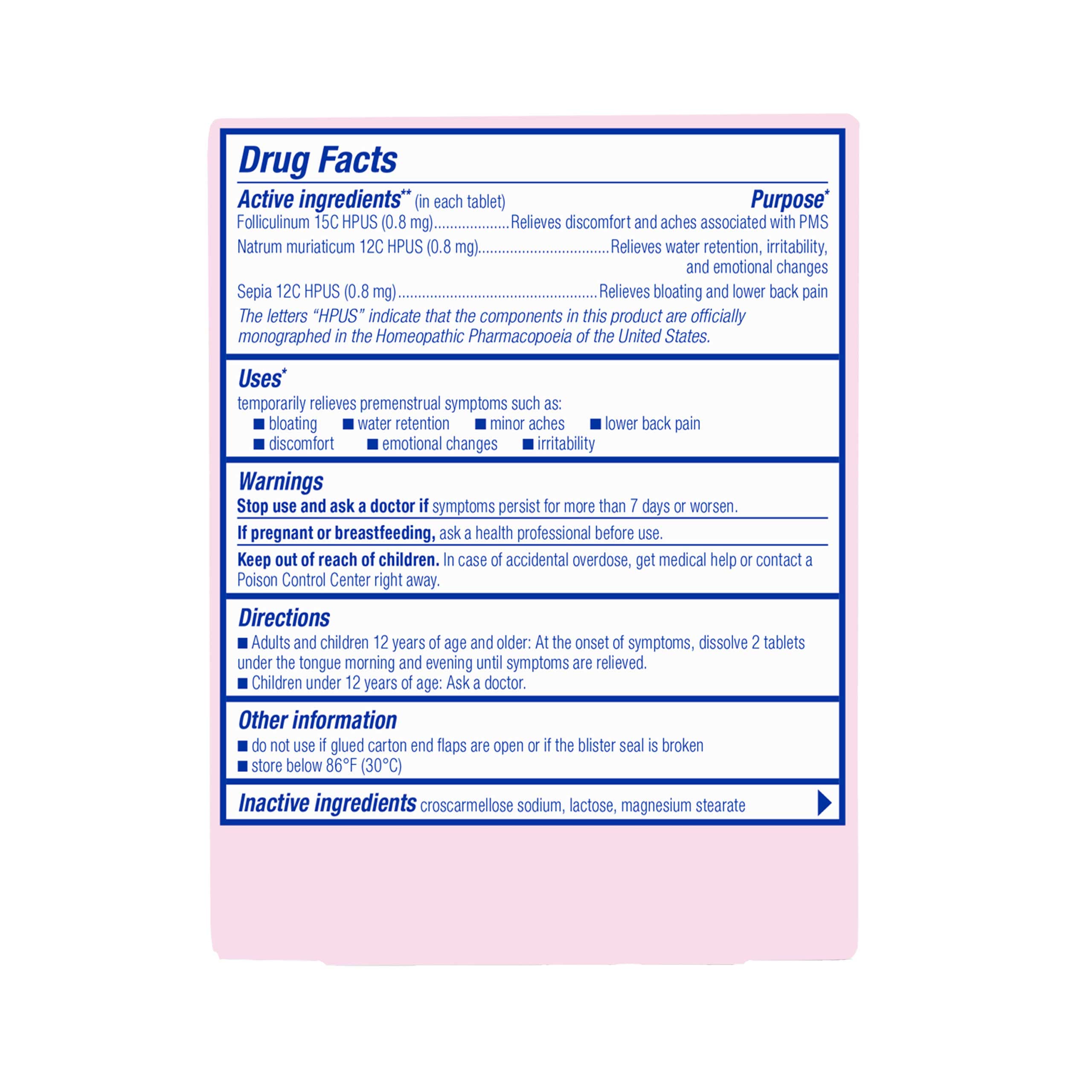 Boiron Homeopathics Cyclease PMS Ingredients