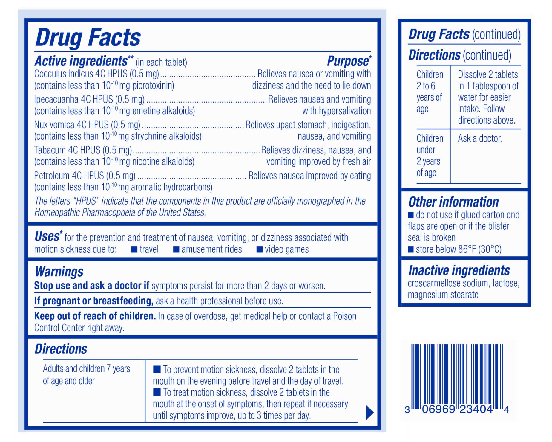Boiron Homeopathics MotionCalm Ingredients