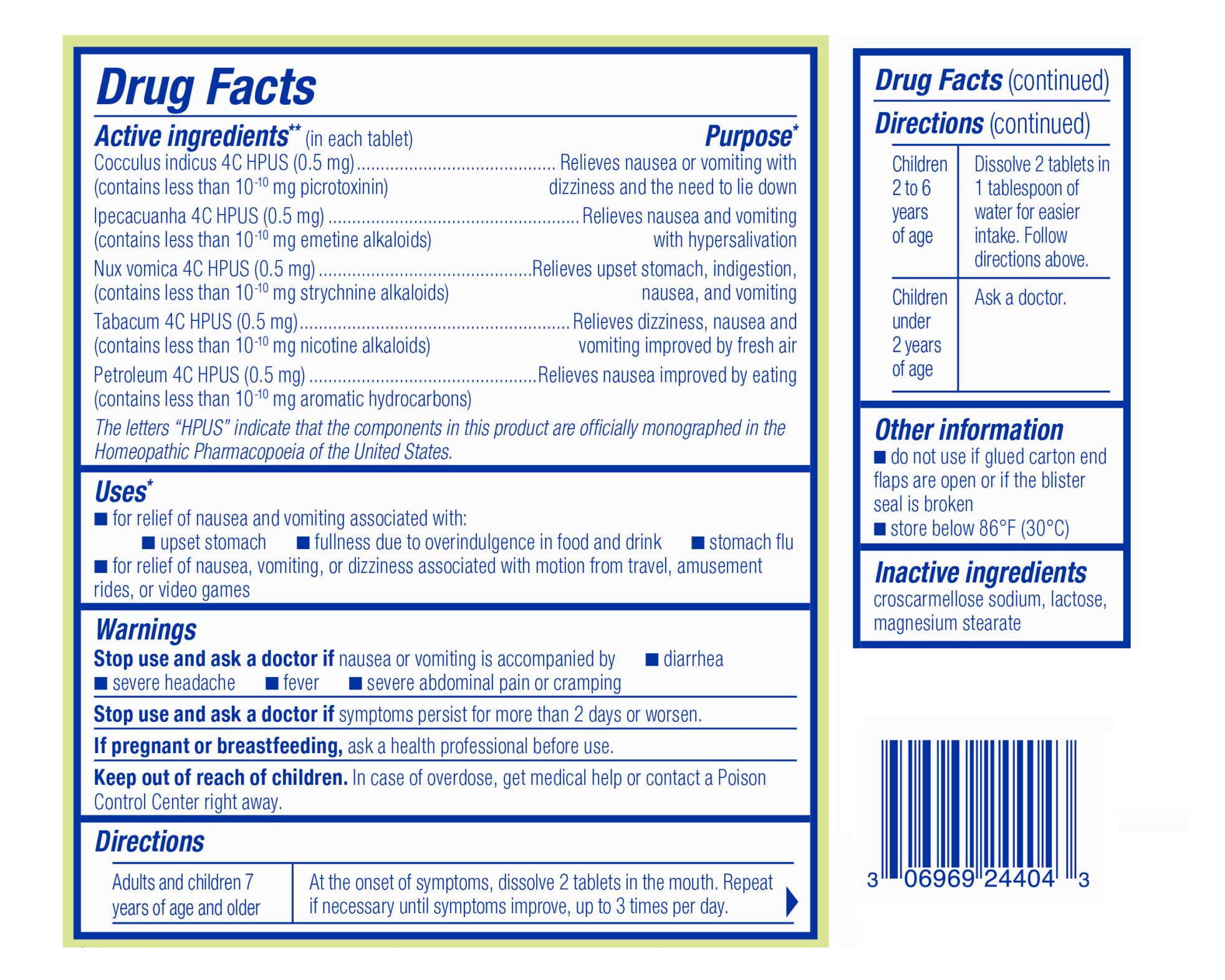 Boiron Homeopathics NauseaCalm Ingredients