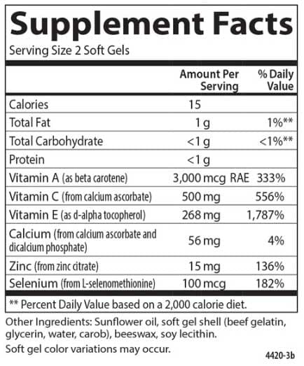 Carlson Labs ACES + Zn® Ingredeints