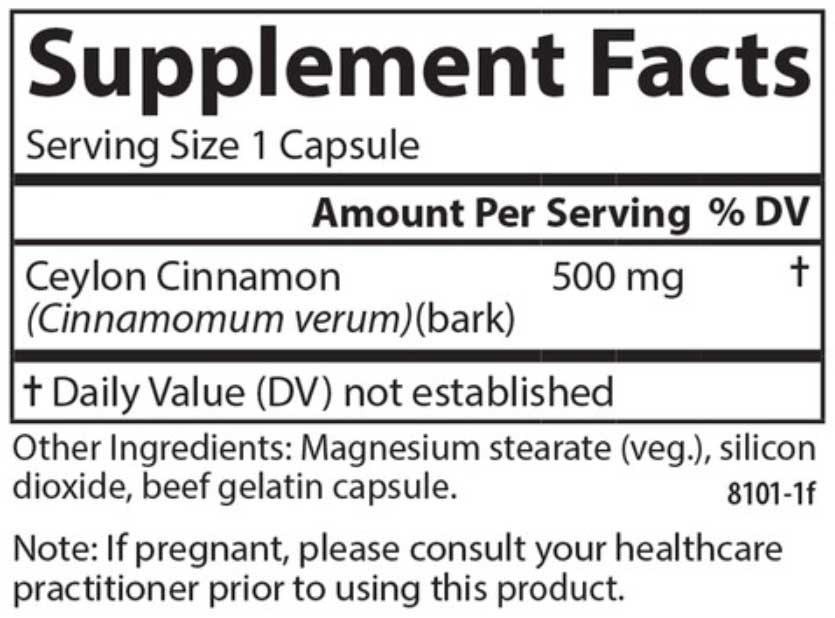 Carlson Labs Ceylon Cinnamon Ingredients
