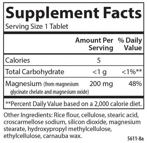 Carlson Labs Chelated Magnesium Glycinate 200 mg Ingredients 