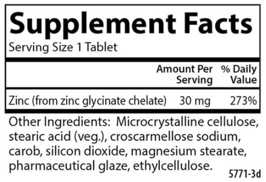 Carlson Labs Chelated Zinc 30 mg Ingredients 