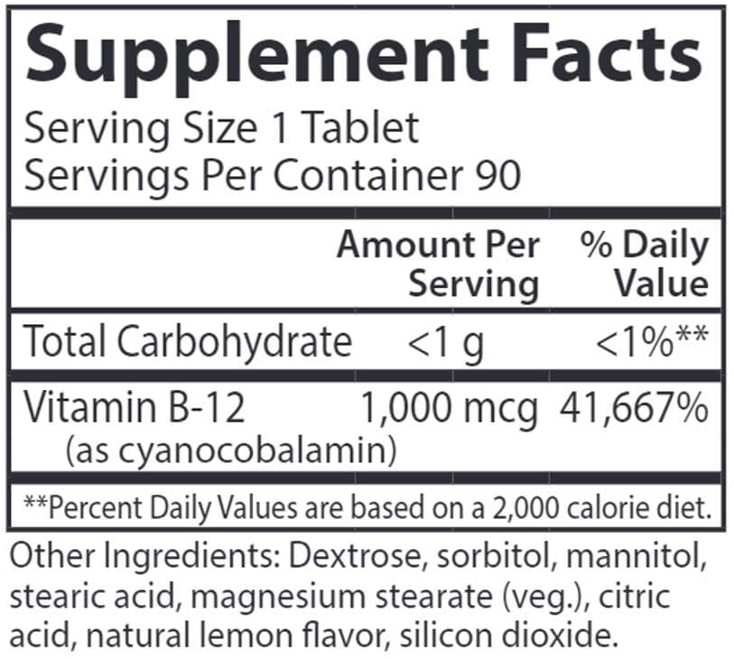 Carlson Labs Chewable B-12 1,000 mcg Ingredients
