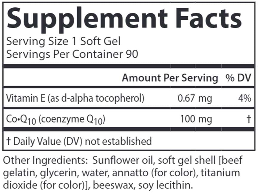 Carlson Labs CoQ10 100 mg Ingredients