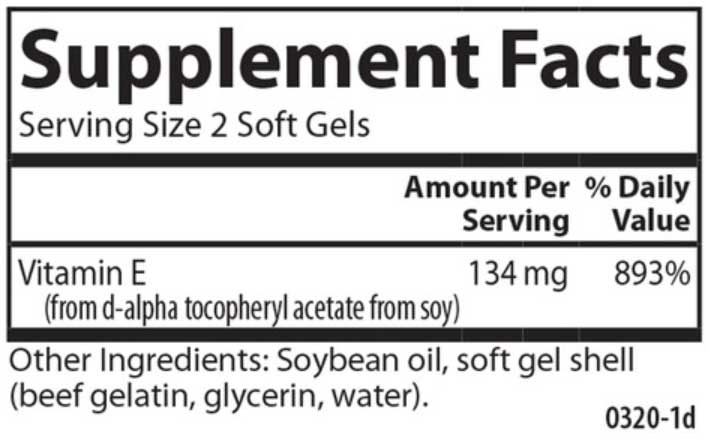 Carlson Labs E-Gems 200 IU (134 mg) Ingredients
