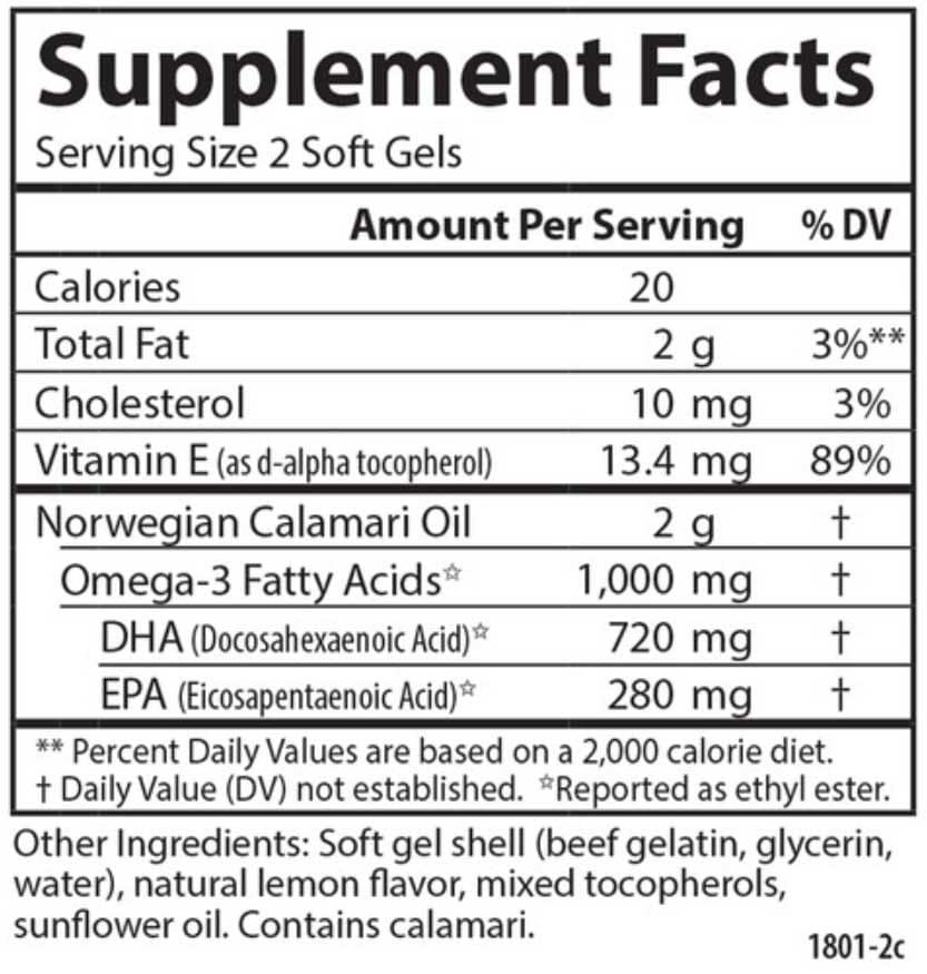 Carlson Labs EcoSmart Omega-3 Ingredients