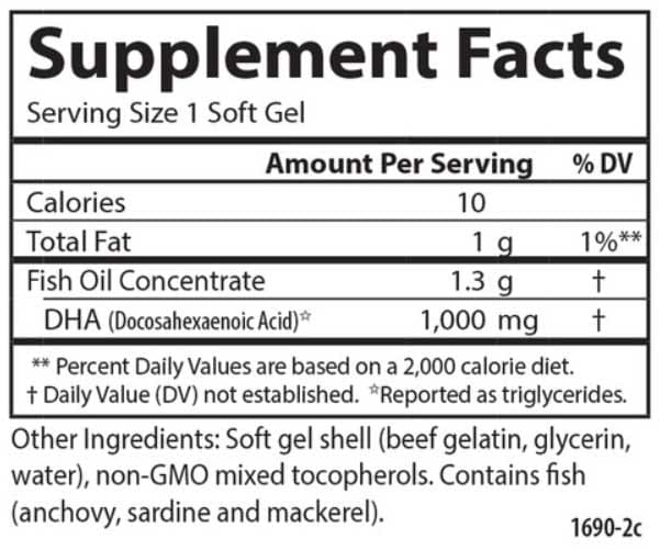 Carlson Labs Elite DHA Gems Ingredients
