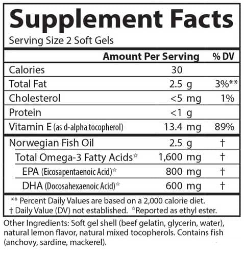 Carlson Labs Elite Omega-3 Gems® 1,600 mg Omega-3s Ingredients