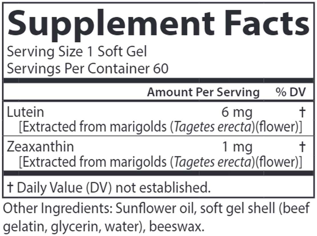 Carlson Labs Lutein 6 mg Ingredients