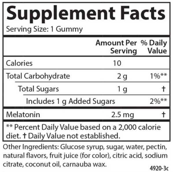 Carlson Labs Melatonin Gummies 2.5 mg Ingredients