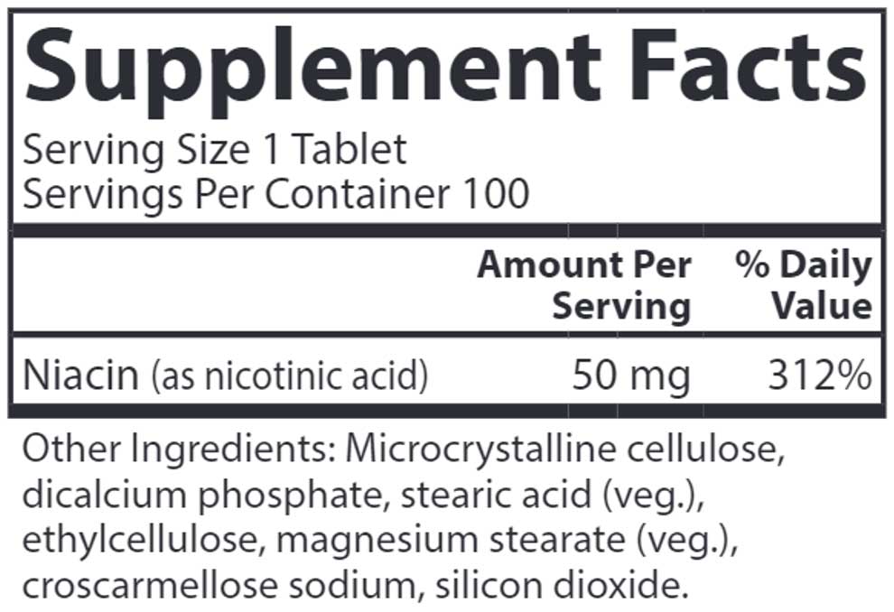 Carlson Labs Niacin 50 mg Ingredients