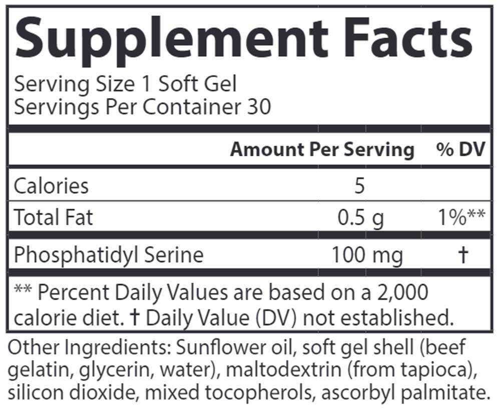 Carlson Labs Phosphatidyl Serine 100 mg Ingredients
