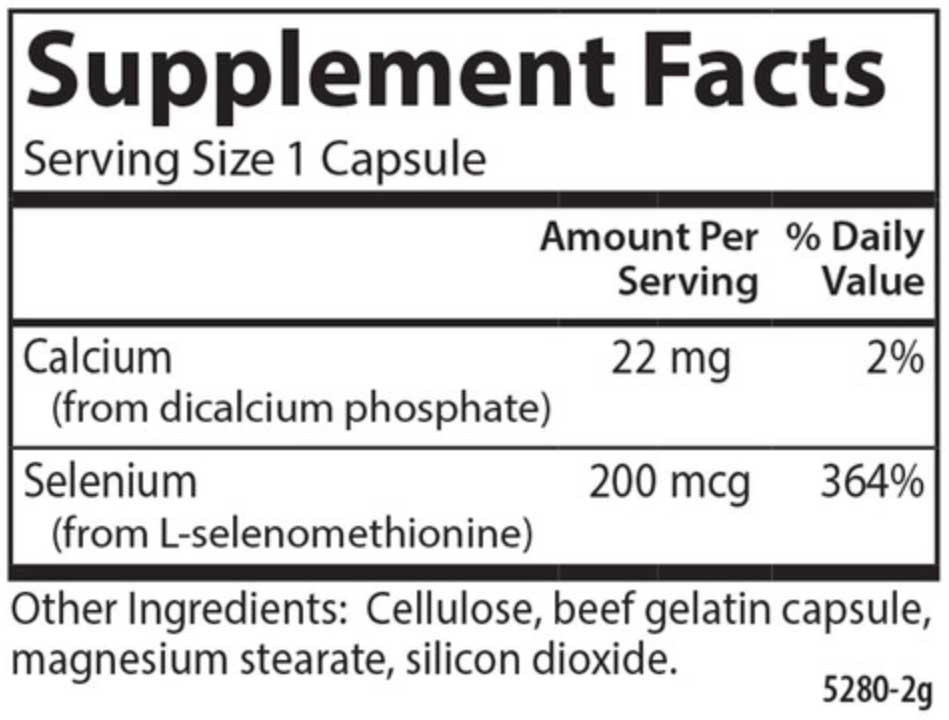 Carlson Labs Selenium Ingredients