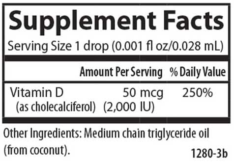 Carlson Labs Super Daily D3 2,000 IU (50 mcg) Drops Ingredients