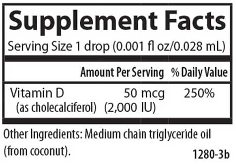 Carlson Labs Super Daily D3 2,000 IU (50 mcg) Drops Ingredients 
