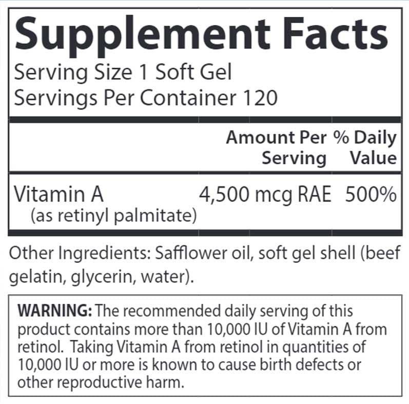 Carlson Labs Vitamin A 15,000 IU Palmitate Ingredients