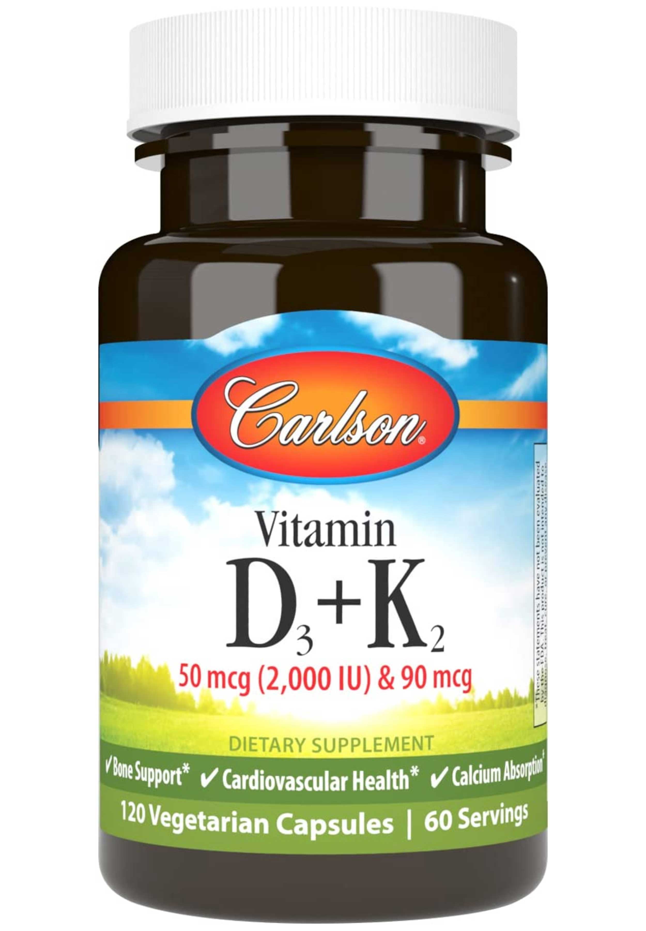 Carlson Labs Vitamin D3 + K2 (50 mcg & 90 mcg)