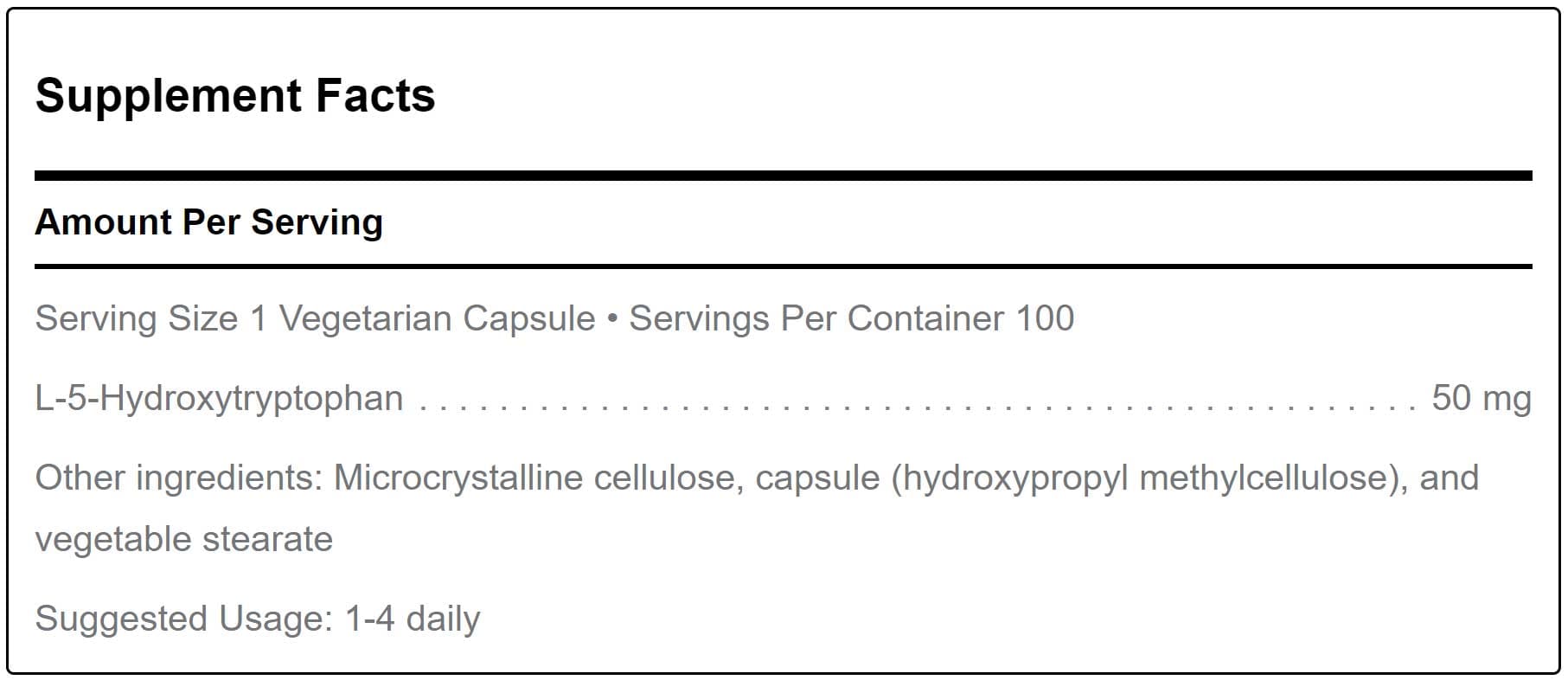 Douglas Laboratories 5-HTP Ingredients