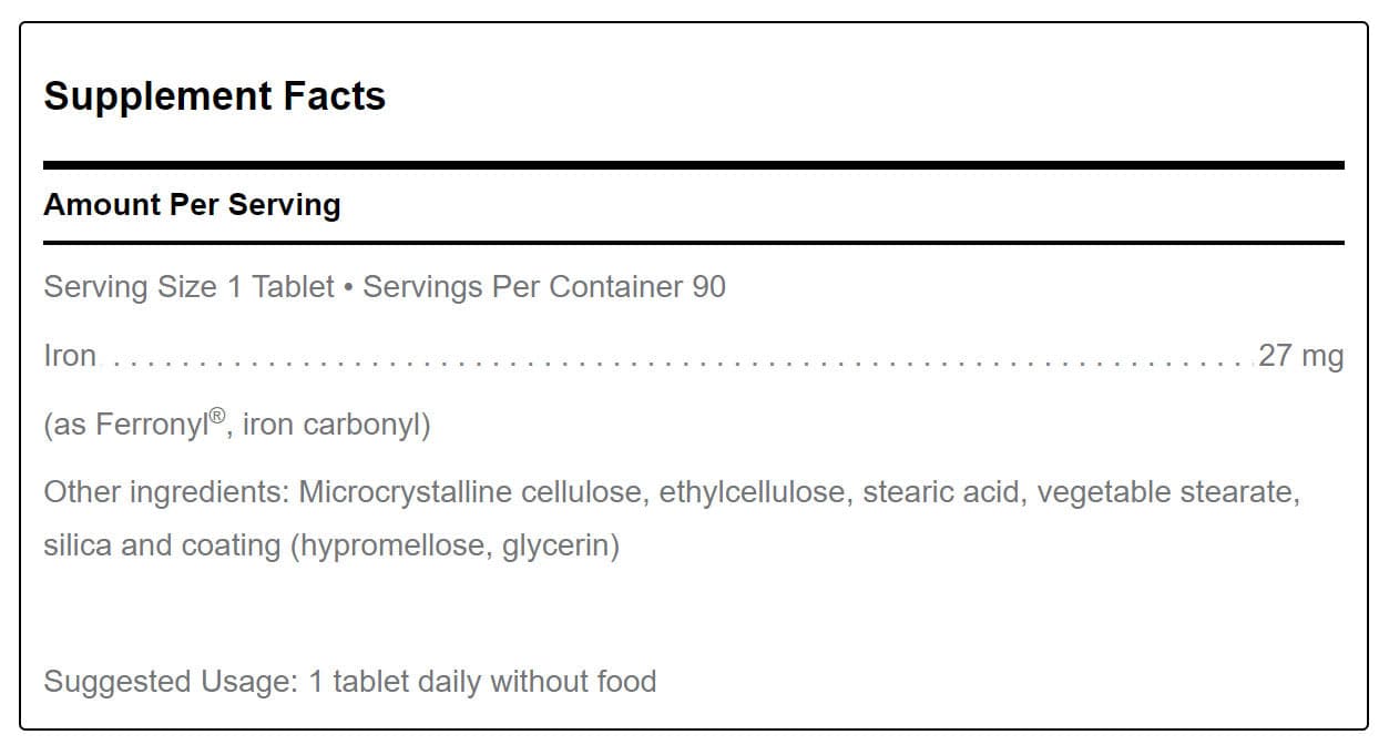 Douglas Laboratories Klean Iron Ingredients