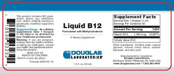 Douglas Laboratories Liquid B12 Methylcobalamin Label