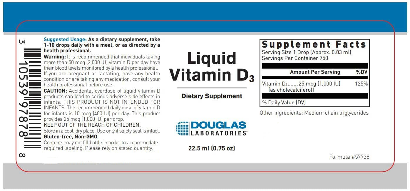 Douglas Laboratories Liquid Vitamin D-3 Label