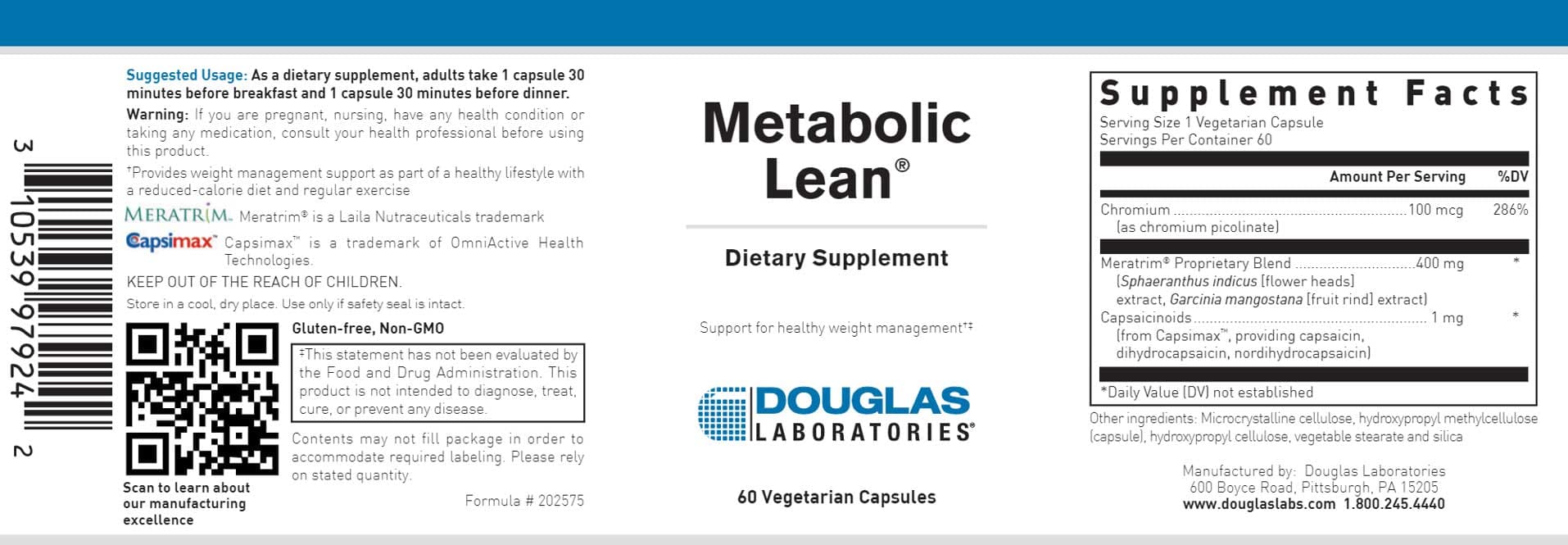 Douglas Laboratories Metabolic Lean Label