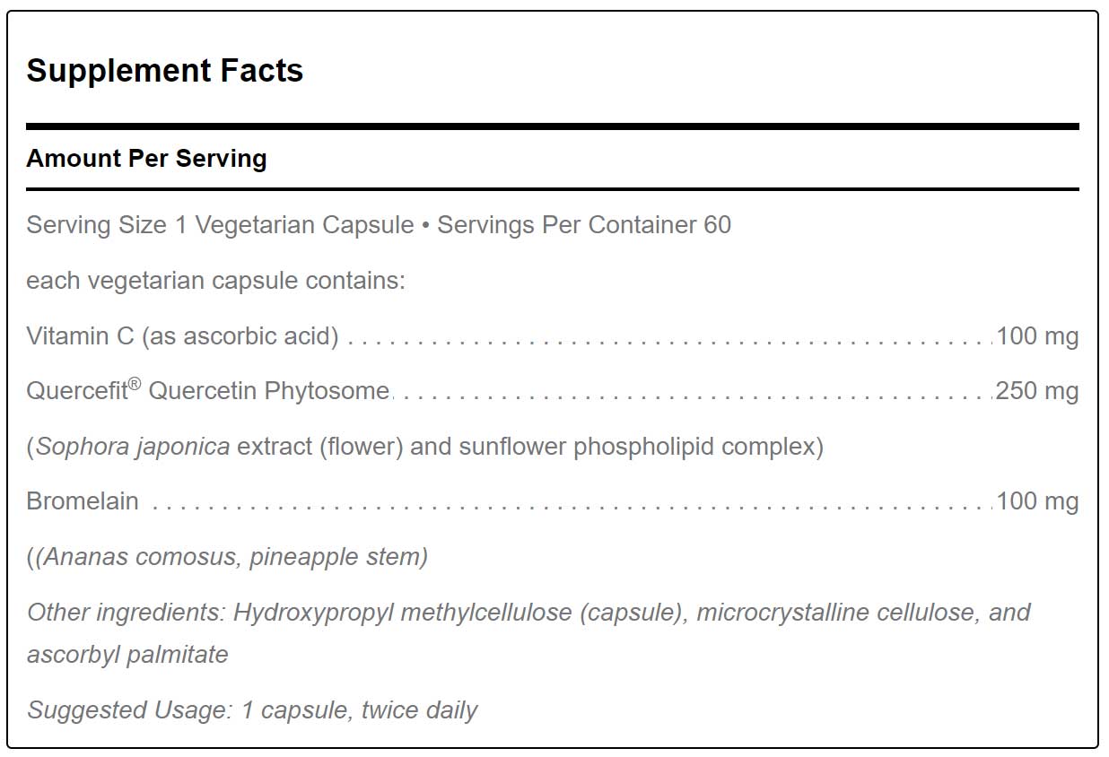 Douglas Laboratories Querciplex Ingredients