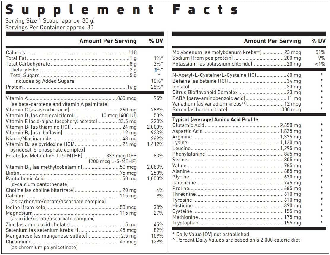 Douglas Laboratories Ultra Protein Plus Ingredients