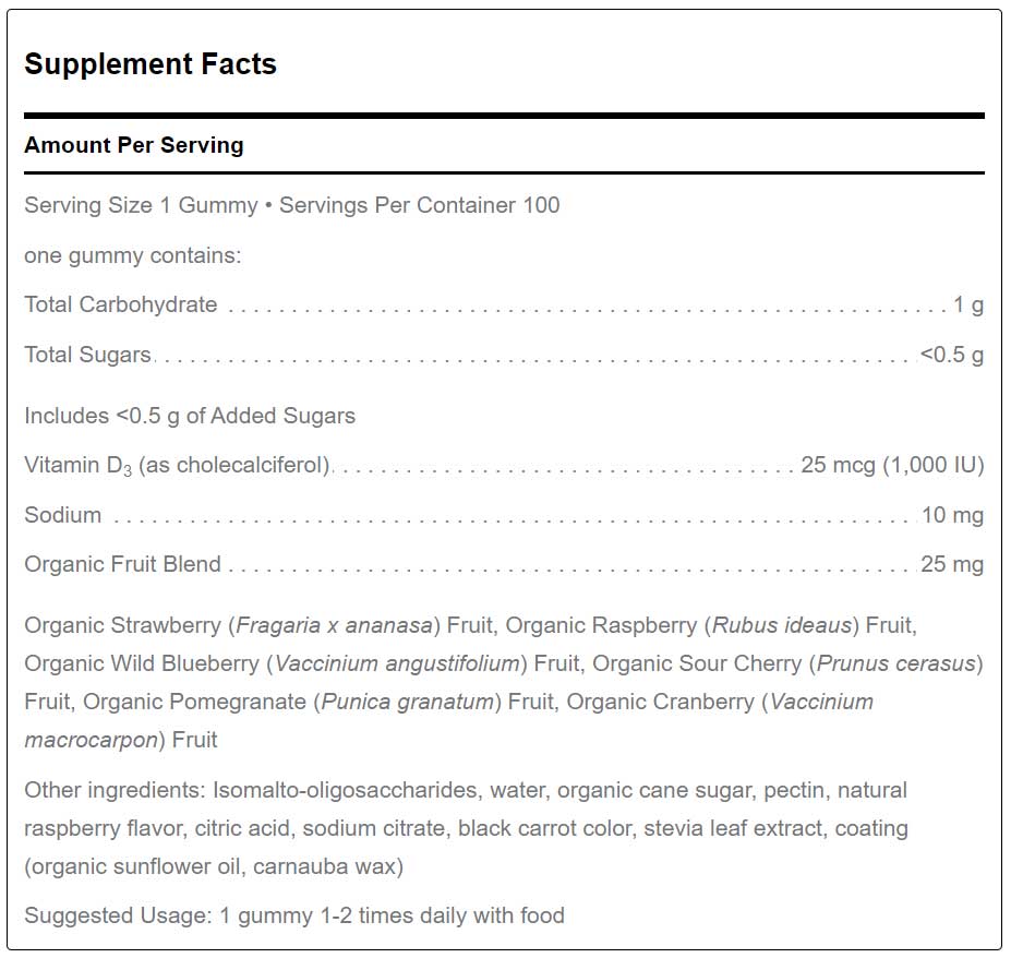 Douglas Laboratories Vitamin D Gummy Ingredients