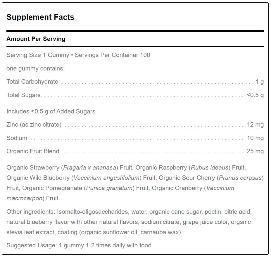 Douglas Laboratories Zinc Gummy Ingredients