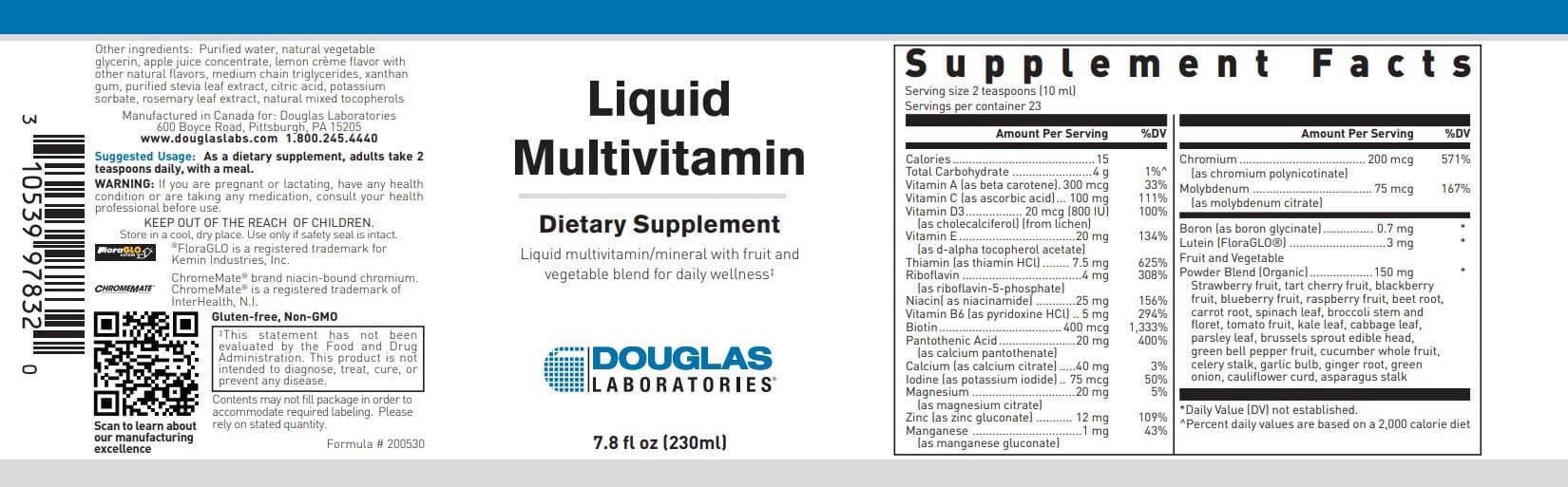 Douglas Laboratories Liquid Multivitamin Label