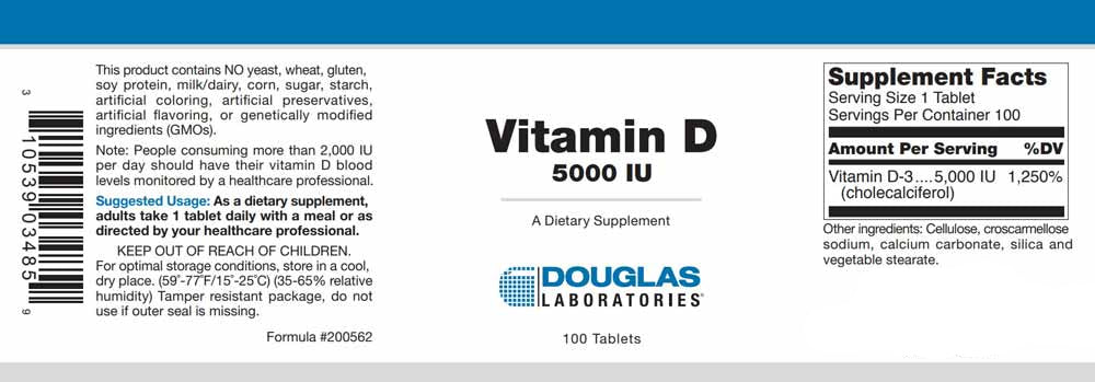 Douglas Laboratories Vitamin D (5,000 I.U.) Label